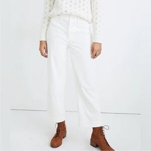 New Madewell NWT The Emmett Wide-Leg Crop Pant Corduroy Winter White Women’s 29